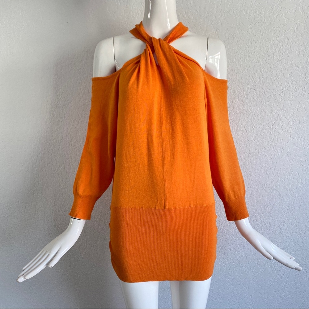 Ashley Stewart orange Twist Neck Knit Sweater